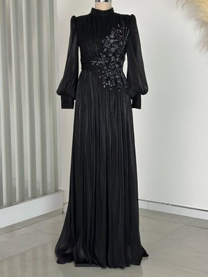 Astoria Abiye Elbise Siyah Mor