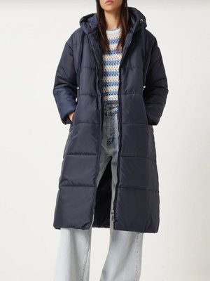 Laci Sabit Kapüşonlu Kuş Gözü Detaylı Uzun Kaban