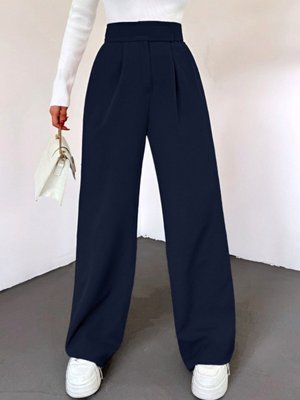 Lacivert Beli Cırtlı Likralı Pantolon Lacivert Beli Cırtlı Likralı Pantolon