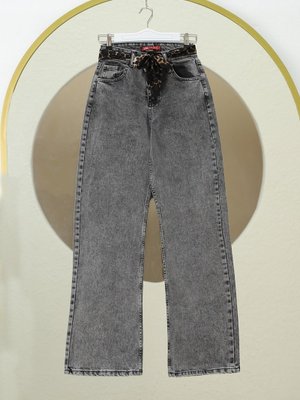 Füme Fular Detaylı Palazzo Kot Pantolon