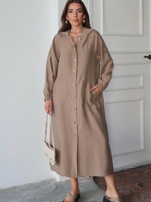 Y Kapüşonlu Büzgü Detaylı Astarsız Modal Kap Kamel