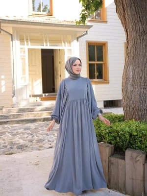 Füme Ankanoor Balon Kollu Oversize Elbise