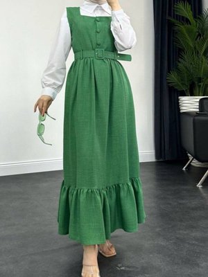 Yeşil Top Düğmeli Gömlekli İkili Takım Jile