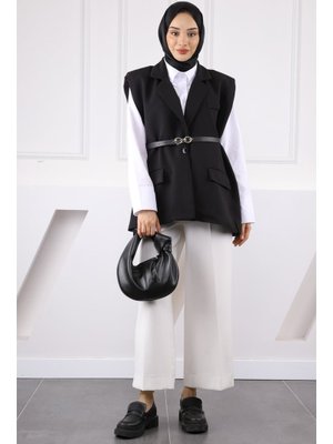 Siyah Bel Kemerli Yelek Siyah Bel Kemerli Yelek