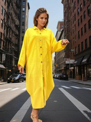 Sarı Yarasa Kol Keten Karışımlı Tunik Sarı Yarasa Kol Keten Karışımlı Tunik