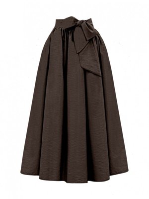Koyu Kahve Uzun Piliseli Kemerli Paraşüt Etek