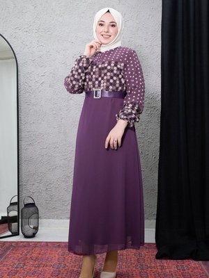 Mor Puantiyeli Elbise Mor Puantiyeli Elbise