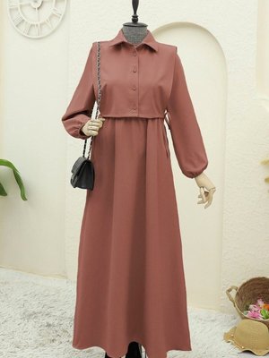 Kiremit Üstü Gömlek Detaylı İkili Takım Elbise