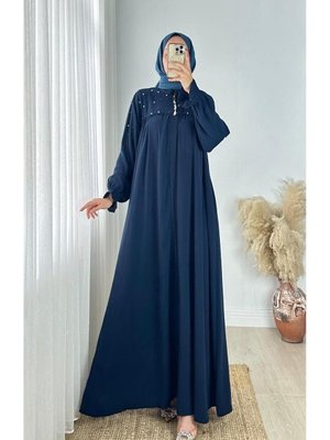 Lacivert Ankanoor Robası Taşlı Ferace