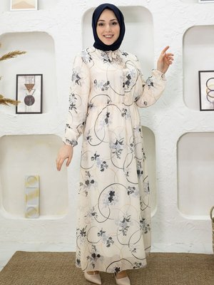 Beyaz Çiçek Desenli Elbise Beyaz Çiçek Desenli Elbise