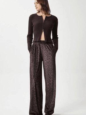 Kahve Leopar Desen Pantolon