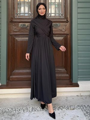 Siyah Linda Taşlı Abiye Elbise