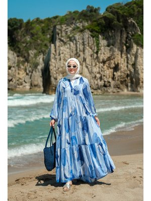 Mavi Şekil Desenli Elbise Mavi Şekil Desenli Elbise