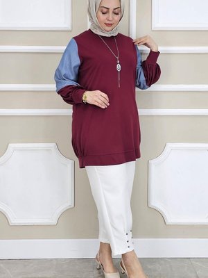 Bordo Kombinli Kolye Detaylı Bordo Kombinli Kolye Detaylı