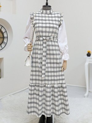 Ekru Kolları Fırfırlı Kemerli Tuvit Jile Ekru Kolları Fırfırlı Kemerli Tuvit Jile