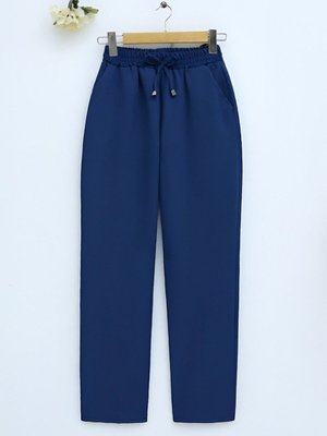 Petrol Beli Bağcıklı Dar Paça Pantolon Petrol Beli Bağcıklı Dar Paça Pantolon