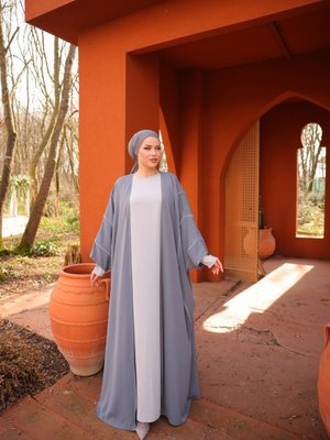 Gri Ankanoor Biyeli 2'li Abaya Takım