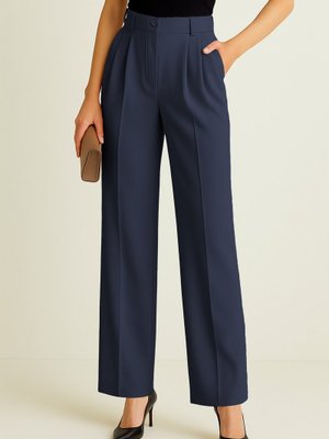 Laci Tek Düğmeli Önü Katlama Detaylı Cepli Pantolon Laci Tek Düğmeli Önü Katlama Detaylı Cepli Pantolon