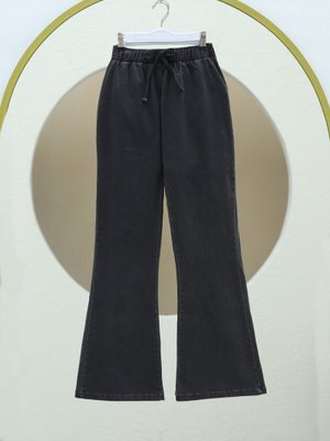 Füme İspanyol Paça Bağcık Detaylı Kot Pantolon