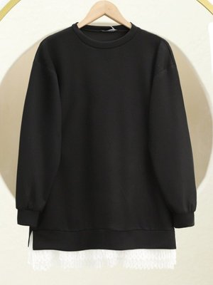 Siyah Etek Ucu Fistolu Bisiklet Yaka Tunik