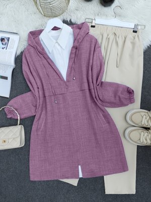 Vişne Cep Detaylı Keten Kap Vişne Cep Detaylı Keten Kap