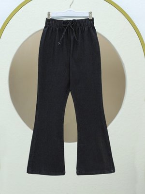 Antrasit İspanyol Paça Bağcık Detaylı Kot Pantolon