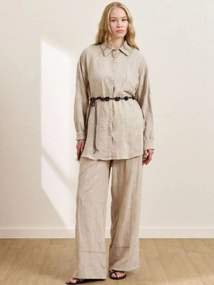 Vizon Fistolu Müslin Gömlek & Double Paça Pantolon Takım