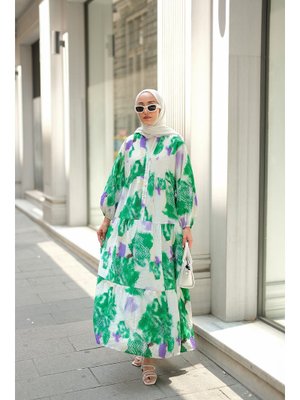 Yeşil Baskı Desenli Elbise Yeşil Baskı Desenli Elbise