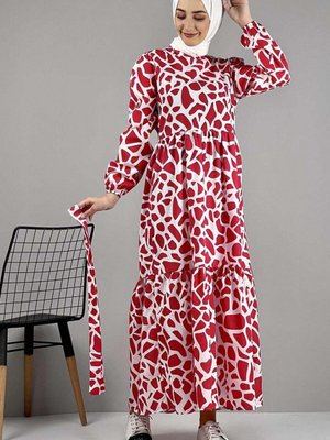 Kırmızı Desenli Elbise Kırmızı Desenli Elbise