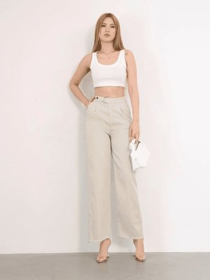 Bej Pnt Gabardin Kemer Detay Pantolon