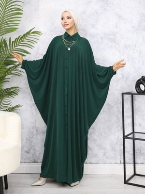 Haki Boydan Düğmeli Yarasa Kol Sandy Ferace