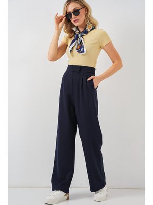 Lacivert Yüksek Bel Kumaş Pantolon Lacivert Yüksek Bel Kumaş Pantolon