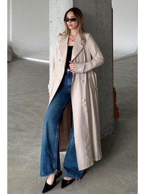 Yakası Ve Kol Ağzı Taş Bezeli Astarsız Kap