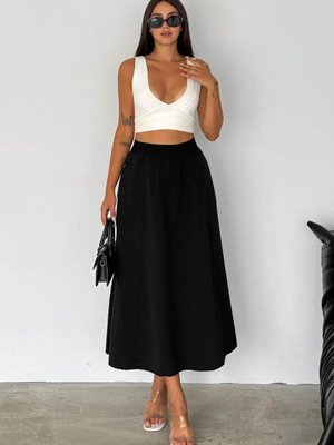 Siyah Uzun Beli Güpür Detaylı Şık – Zarif Ve Feminen Stil Etek