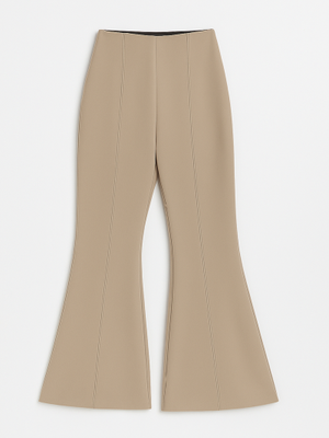 Bej İspanyol Paça Beli Lastikli Likralı Pantolon