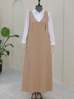 Vizon Omuzları Bağlamalı V Yaka Jile