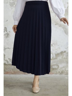 Açık Lacivert Luisa Beli Lastik Piliseli Etek Açık Lacivert Luisa Beli Lastik Piliseli Etek