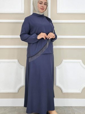 Antrasit Püskül Aksesuarlı İkili Takım