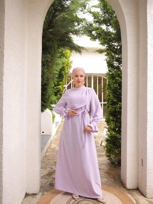 Lila Ankanoor Anvelop Detaylı Abiye Elbise