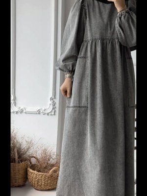 Siyah Oversize Salaş Kot Elbise