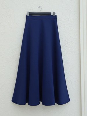 Lacivert Uzun Fermuarlı Scuba Kloş Etek