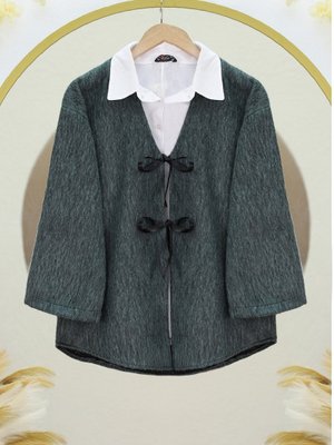 Zümrüt Önü Bağlamalı Kaşe Ceket