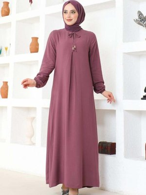 Lila A Pile Viskon Elbise