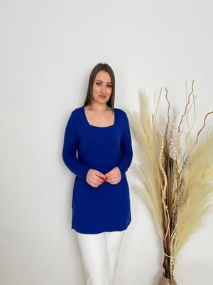 Büyük Beden Likralı U Yaka Bluz Saks