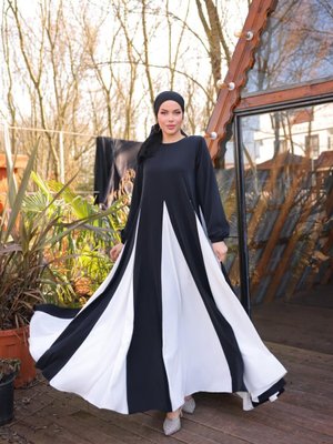 Siyah Ankanoor Üçgen Garnili Abiye Elbise