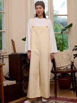 Ekru Keten Salopet Tulum & Body Takımsarı