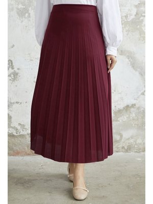 Kırmızı Luisa Beli Lastik Piliseli Etek Kırmızı Luisa Beli Lastik Piliseli Etek