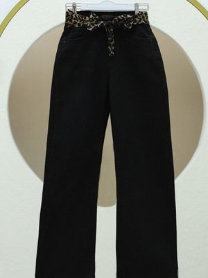 Siyah Fular Detaylı Palazzo Kot Pantolon