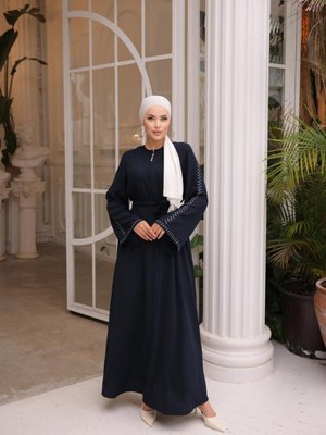 Lacivert Ankanoor Premium Taşlı Mevlana Ferace