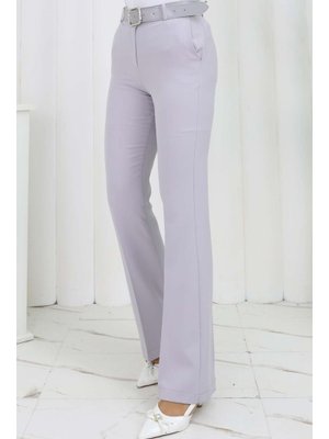 Gri Kemerli İspanyol Paça Pantolon